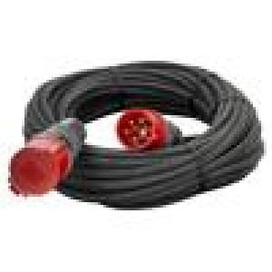 Prodlužovací síťový kabel Zásuvky: 1 guma černá 5x1,5mm2 30m