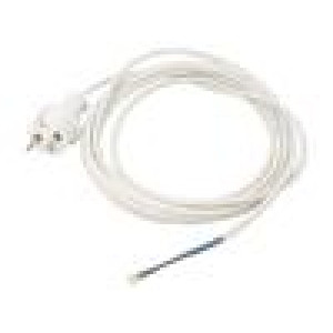 Kabel 2x1mm2 CEE 7/17 (C) vidlice,vodiče PVC 5m bílá 16A