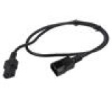 Kabel IEC C13 zásuvka,IEC C14 vidlice PVC 1m černá 3x18AWG