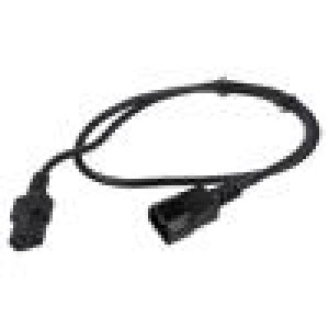 Kabel 3x18AWG IEC C13 zásuvka,IEC C14 vidlice PVC 1m černá