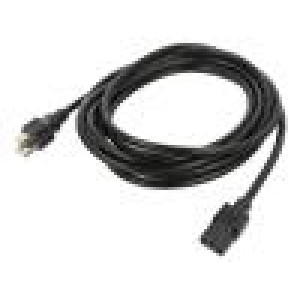 Kabel 3x18AWG IEC C13 zásuvka,NEMA 5-15 (B) vidlice PVC 4,6m