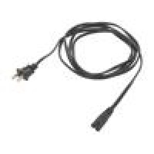 Kabel IEC C7 zásuvka,NEMA 1-15 (A) vidlice PVC 2,4m černá