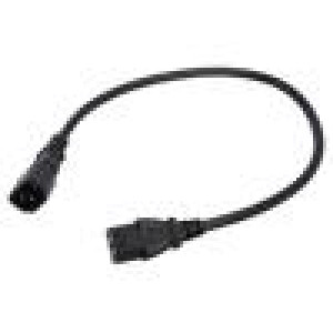 Kabel 3x18AWG IEC C13 zásuvka,IEC C14 vidlice PVC 0,5m černá