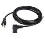 Kabel 3x18AWG IEC C13 zásuvka 90°,NEMA 5-15 (B) vidlice PVC