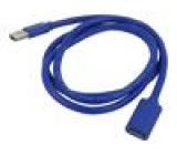 Kabel USB 3.2 USB A zásuvka,USB A vidlice niklovaný 1m modrá