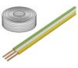 Vodič: plochý kabel lanko Cu 3x0,25mm2 PVC bílá,zelená,žlutá