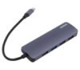 Hub USB USB A zásuvka x4,USB C vidlice USB 3.1 PnP šedá