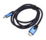 Kabel HDMI 2.1 HDMI vidlice,z obou stran textilní 3m černá