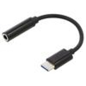 Kabel USB 3.1 Jack 3,5mm zásuvka,USB C vidlice 0,12m černá
