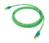 Patch cord S/FTP 6a FRNC zelená 0,5m 26AWG -25÷80°C IP20