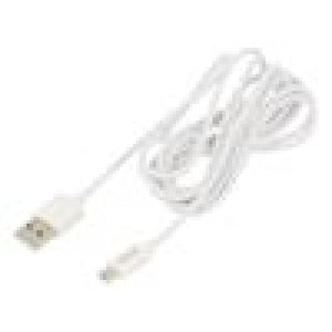 Kabel USB 2.0 USB A vidlice,USB B micro vidlice 2m bílá 2,1A