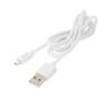 Kabel USB 2.0 USB A vidlice,USB B micro vidlice 1m bílá 2,1A