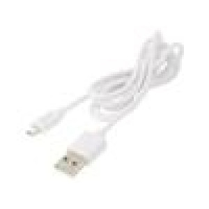 Kabel USB 2.0 USB A vidlice,USB B micro vidlice 1m bílá 2,1A