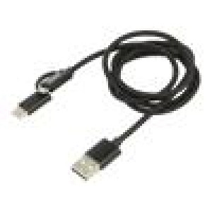Kabel USB 2.0 1m černá 480Mbps 2,1A