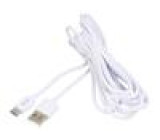Kabel USB 2.0 USB A vidlice,USB C vidlice 3m bílá 480Mbps 2A
