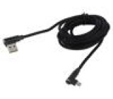 Kabel USB 2.0 2m černá 480Mbps textilní 2,4A