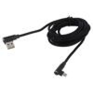Kabel USB 2.0 1m černá 480Mbps textilní 2,4A