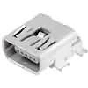 Zásuvka USB AB mini na PCB SMT PIN:5 vodorovné zlacený 0,8mm