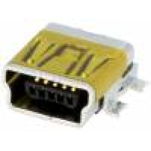 Zásuvka USB B mini na PCB SMT PIN:5 vodorovné