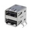 Zásuvka USB A THT úhlové 90° dvojité V: USB 2.0 zlacený