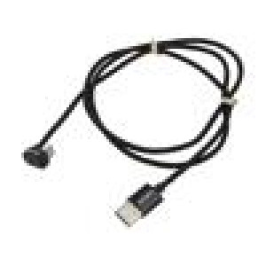 Kabel USB 2.0 USB A vidlice,USB C úhlová zástrčka 1m černá