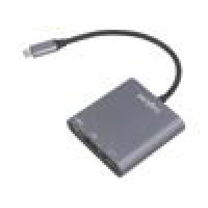 Adaptér HDMI 1.4,Thunderbolt 3,USB 3.2 zlacený 0,15m černá