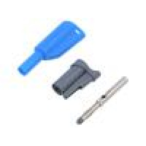 Zástrčka banánek 4mm 36A 1kVAC modrá izolované 58,9mm 2,5mm2