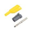 Zástrčka banánek 4mm 36A 1kVAC žlutá izolované 58,9mm 2,5mm2