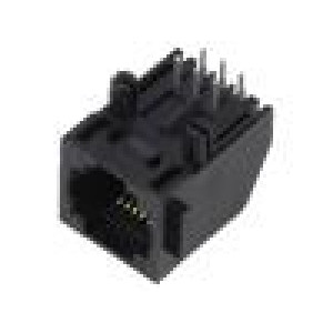 Zásuvka RJ12 PIN: 6 Obvod: 6p6c na PCB,zacvaknutí do PCB THT
