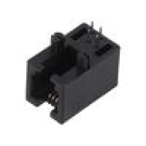 Zásuvka RJ9 PIN: 4 Obvod: 4p4c na PCB,zacvaknutí do PCB THT