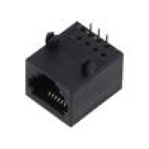 Zásuvka RJ12 PIN: 6 Obvod: 6p6c na PCB,zacvaknutí do PCB THT