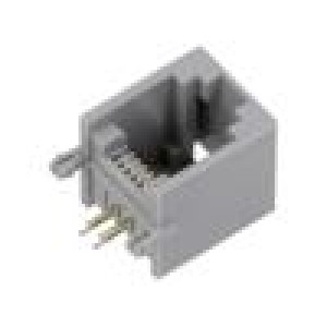 Zásuvka RJ11 PIN: 4 Obvod: 6p4c na PCB,zacvaknutí do PCB THT