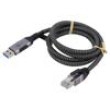 Kabel USB 3.0 RJ45 vidlice,USB A vidlice 1,5m 1Gbps textilní