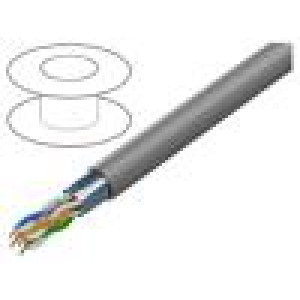 Vodič F/UTP 4x2x26AWG 5e lanko Cu LSZH šedá 500m Økab: 5,4mm