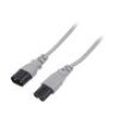 Kabel 2x0,75mm2 IEC C7 zásuvka,IEC C8 vidlice PVC 1m šedá