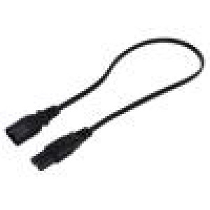 Kabel 2x0,75mm2 IEC C7 zásuvka,IEC C8 vidlice PVC 0,5m černá