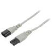 Kabel 2x0,75mm2 IEC C7 zásuvka,IEC C8 vidlice PVC 3m šedá