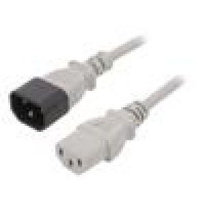 Kabel 3x1mm2 IEC C13 zásuvka,IEC C14 vidlice PVC 1,8m šedá