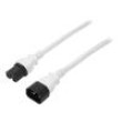 Kabel 3x14AWG IEC C14 vidlice,IEC C15 zásuvka PVC 1,8m bílá