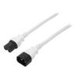 Kabel 3x14AWG IEC C14 vidlice,IEC C15 zásuvka PVC 1,8m bílá