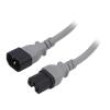 Kabel 3x14AWG IEC C14 vidlice,IEC C15 zásuvka PVC 1m šedá