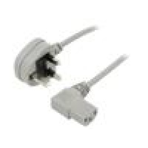 Kabel 3x0,75mm2 BS 1363 (G) vidlice,IEC C13 zásuvka 90° PVC