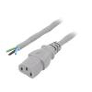 Kabel 3x1mm2 IEC C13 zásuvka,vodiče PVC 1m šedá 10A 250V