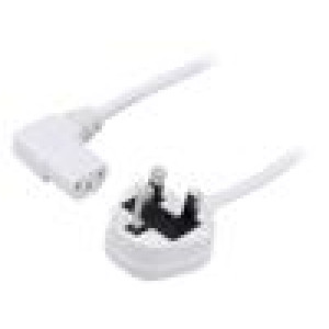 Kabel 3x0,75mm2 BS 1363 (G) vidlice,IEC C13 zásuvka 90° PVC