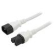 Kabel 3x14AWG IEC C14 vidlice,IEC C15 zásuvka PVC 1m bílá