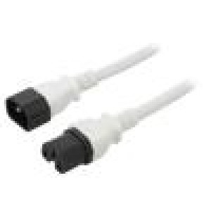 Kabel 3x14AWG IEC C14 vidlice,IEC C15 zásuvka PVC 1m bílá