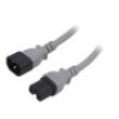 Kabel 3x14AWG IEC C14 vidlice,IEC C15 zásuvka PVC 5m šedá
