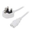 Kabel 3x1mm2 BS 1363 (G) vidlice,IEC C13 zásuvka PVC 1m bílá