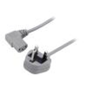 Kabel 3x0,75mm2 BS 1363 (G) vidlice,IEC C13 zásuvka 90° PVC