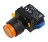 Přepínač: tlačítkový 22mm Stab.pol: 1 NO oranžová LED IP65